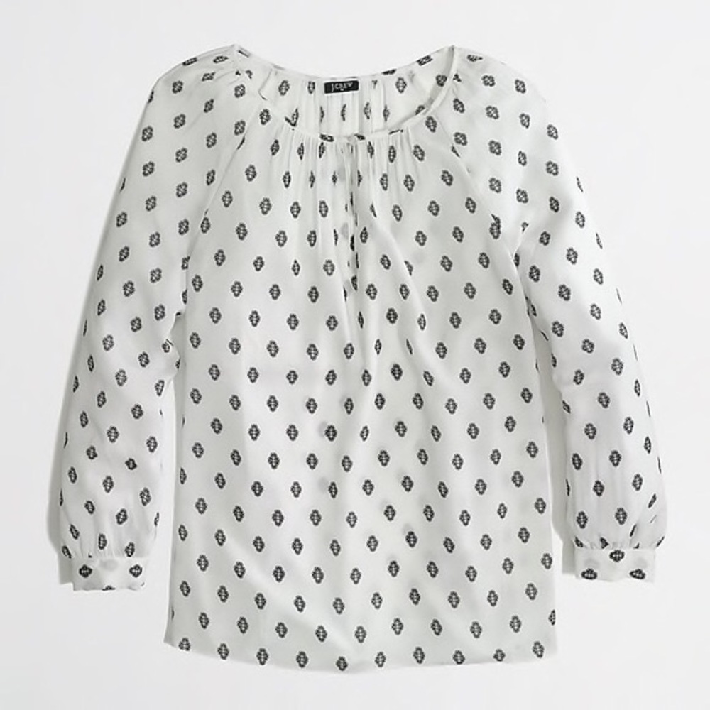 J.CREW - White & Black Blouse with 3/4 Sleeves